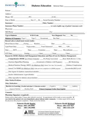 Diabetes Education Referral Form