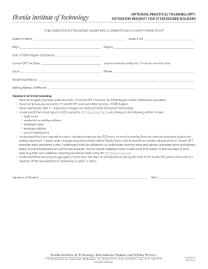 F-1 OPT Extension Request for STEM Degree Holders