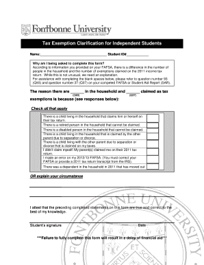 Tax Exemption Clarification for Independent Students