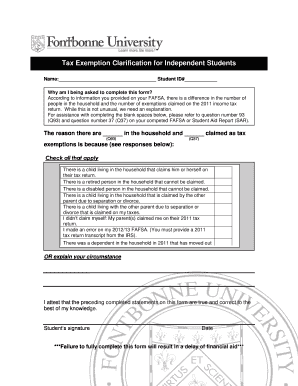 Tax Exemption Clarification for Independent Students