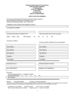 Fordham Graduate School Application Form