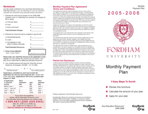 Fordham University Monthly Payment Plan Agreement