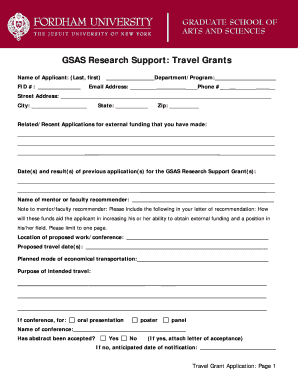 GSAS Research Support: Travel Grants - fordham