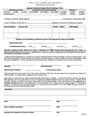adjunct contract template form