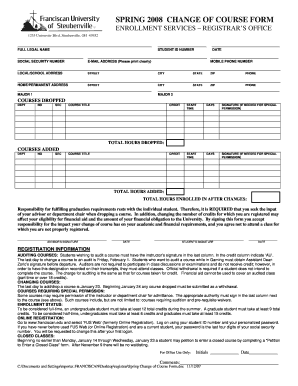 Spring 2008 Change of Course Form