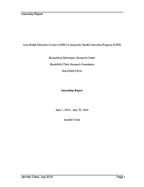 Student internship report sample pdf - Area Health Education Center (AHEC) Community Health Internship ... - marshfieldclinic