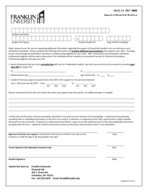 Support of Household Members Form