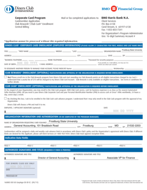 Diners Club Corporate Card Enrollment Form