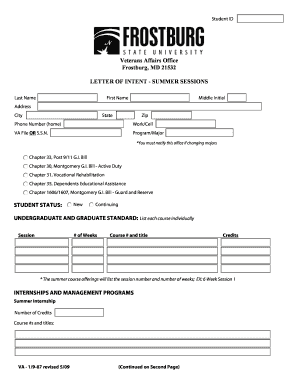 Letter of Intent - Summer Sessions