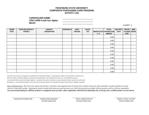 Surveillance log template - VISA CARD # (last four digits) - Frostburg State University - frostburg