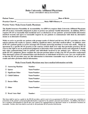 duke hipaa release form