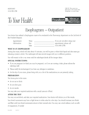 Esophagram Appointment Form