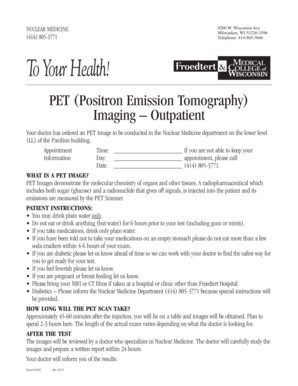 PET Imaging Appointment Form