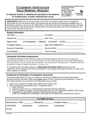 Georgia State University Citizenship Verification Form