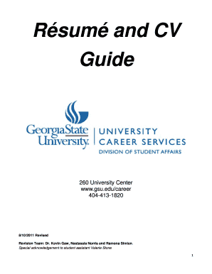 R sum and CV Guide - Career Services - Georgia State University - gsu