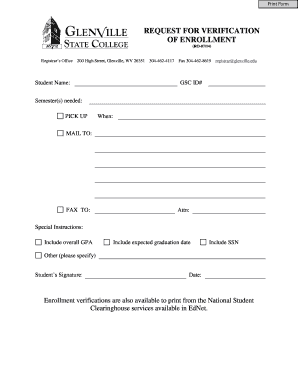 Request for Verification of Enrollment