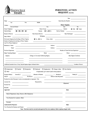 Personnel Action Request Form