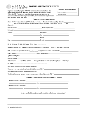 FORMULAIRE D’INSCRIPTION