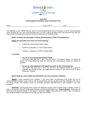 Unaccompanied Homeless Youth Verification Form