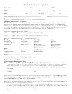 Rock Gym Medical History and Emergency Form - Gordon College - gordon