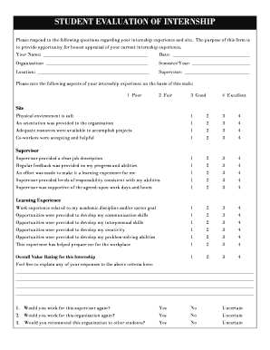 Student Evaluation of Internship