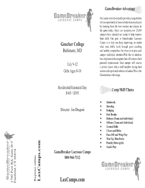 GameBreaker Lacrosse Camp Application