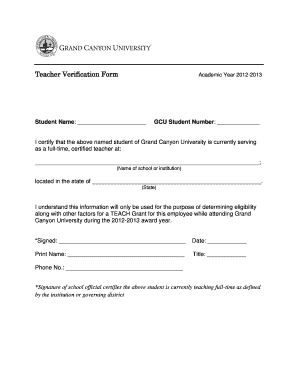 Teacher Verification Form