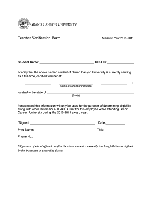 Teacher Verification Form