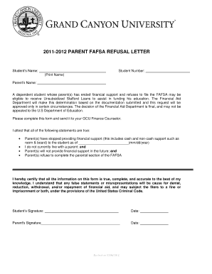 2011-2012 Parent FAFSA Refusal Letter
