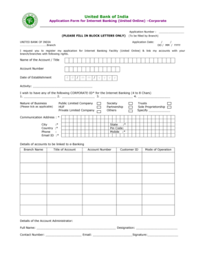 United Bank of India Corporate Internet Banking Application