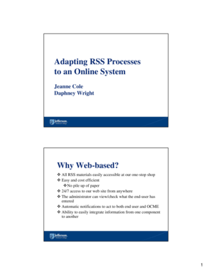 Adapting RSS Processes to an Online System Jeanne Cole - Jeffline - jeffline jefferson