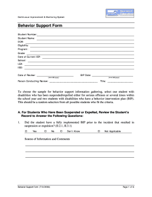 Behavior Support Form
