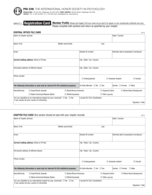 Psi Chi Registration Card