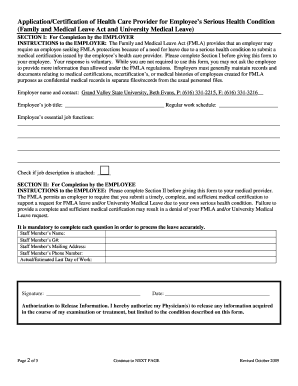 University Medical and FMLA Leave Form