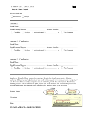 Payroll Direct Deposit Authorization Form