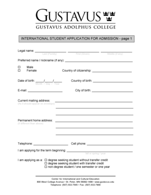 International Student Application for Admission