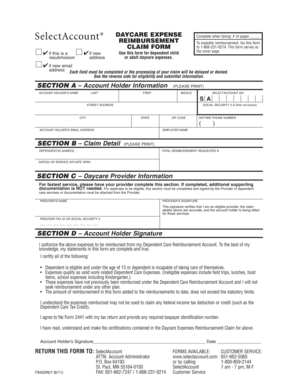 Daycare Expense Reimbursement Claim Form