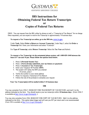 IRS Tax Return Transcript Request