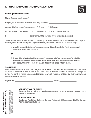 Direct Deposit Authorization Form