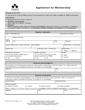 Idaho PERSI Membership Application