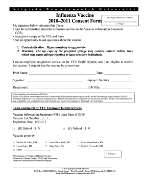 Influenza Vaccine Consent Form