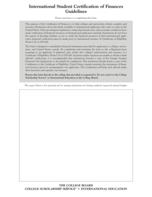 International Student Certification of Finances