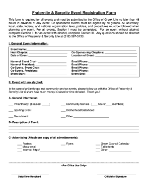 Greek Organization Social Event Registration Form - iit