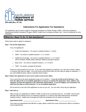 North Dakota Application for Assistance