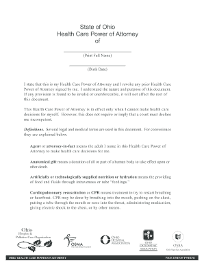 Ohio Health Care Power of Attorney