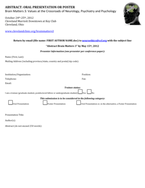 ABSTRACT FORM: ORAL PRESENTATION OR ... - Cleveland Clinic - my clevelandclinic