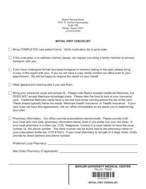 Memory Center New Patient Form