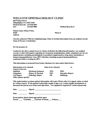 What is a medical record number - release of medical records form