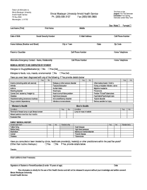 Illinois Wesleyan University Health Form