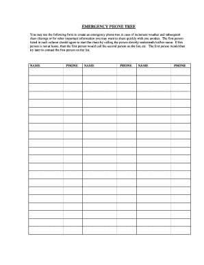 Emergency Phone Tree Form